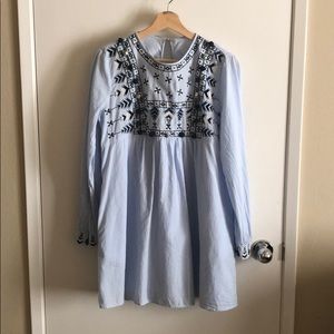 Zara embroidered striped dress, size L